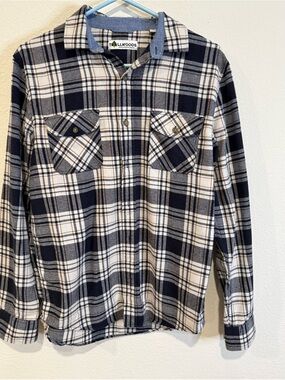 Tallwoods Men’s Navy & White Plaid Button-Down Shirt